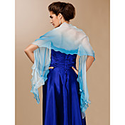 Chiffon With Button Special Occasion Shawl In Blue