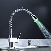 Sprinkle® by Lightinthebox - Brass Pull Down Kitchen Faucet with Color Changing LED Light - Spring