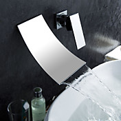 Waterfall Widespread Contemporary Bathroom Sink Faucet (Chrome Finish)