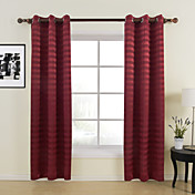 Contemporary Red Horizontal Stripes Blackout Curtains(Two Panels)