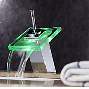 Sprinkle® by Lightinthebox - Color Changing LED Waterfall Bathroom Sink Faucet (Glass Spout)