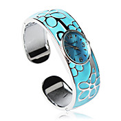 Quartz Movement Oval Shape with Flowers Bracelet Watch