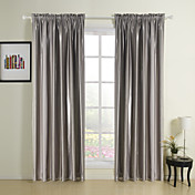 (Two Panels) Noble Grey Solid Stripe Room Darkening Curtains