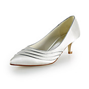 Satin Kitten Heel Pointy Toe/ Closed Toe Wedding Shoes(More Colors)