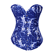 Cotton/Polyester With Blue Printing Strapless Front Busk Closure Corsets Shapewear