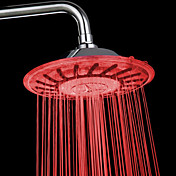 7 Colors Changing LED Chrome Contemporary Shower Faucet Head of 8 inch