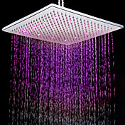 Contemporary 7 Colors Changing LED Chrome Shower Faucet Head of 12 inch