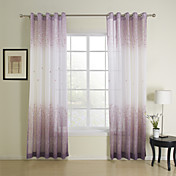 Elegant Print Purple Flower Sheer Curtains (Two Panels)