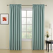 (Two Panels) Classic Blue Solid Thermal Curtains