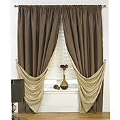 Classic Brown Solid Energy Saving Curtains (Two Panels)