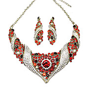 Amazing Alloy With Red Crystal Women's Jewelery Set Including Necklace,Earrings