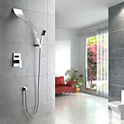 Contemporary Waterfall Shower Faucet with Shower head + Hand Shower (Wall Mount)