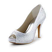 Satin Stiletto Heel Peep Toe Pumps With Crystal Wedding / Party Shoes (More Colors)