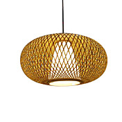 60W Comtemporary Pendant Light with 1 Light in Bamboo Shade