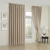 (Two Panels) Classic Embossed Beige Room Darkening Thermal Curtain 