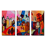 Hand-painted Abstract Oil Painting with Stretched Frame - Set of 3