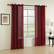 (One Panel) Classic Red Solid Sheer Curtain 