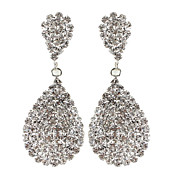 Water Drop Dangly Rhinestone Fully-Jewelled Earrings