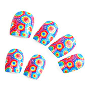 24 PCS Colorfull Flower Nail Art False Nails With Glue