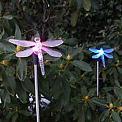 Set of 2 Garden Color Changing Dragonfly Solar Stake Lights
