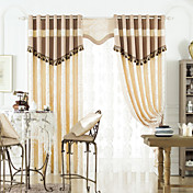 Traditional Elegant Print Energy Saving Curtain Set (Two Panels with Tassels)