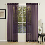 (Two Panels) Classic Elegant Solid Sheer Curtain With Beads