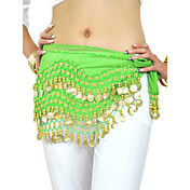 Dancewear Chiffon With 128 Copper Coins Belly Dance Hip Scarf for Ladies More Colors