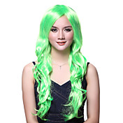 Capless Long Wave Green High Quality Wig