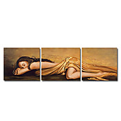 Hand-painted People Oil Painting with Stretched Frame - Set of 3 