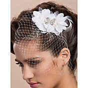 Gorgeous Tulle Wedding Bridal White Feather Rhinestone Headpiece