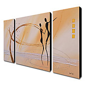 Hand-painted Abstract Oil Painting with Stretched Frame - Set of 3