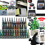 2 Guns Tattoo Kit with Dual Output LCD Power and 54 Color Ink