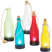Solar Glass Bottle Light Amber Garden Decor Lamp