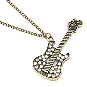 Antique Copper Guitar Zircon Necklace