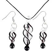 Women's Coloured Glaze Spiral Vaidurya Necklace and Earring