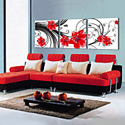 Contemporary Botanical Canvas Wall Clock in Set of 3