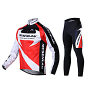MYSENLAN Men's Winter Warm Long Sleeve Cycling Suits Dual Side Fleece Red Autumn Fall