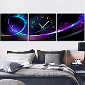 Modern Style Abstract Wall Clock in Canvas Set of 3