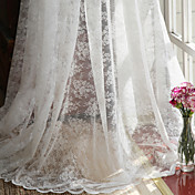 (Two Panels) White Holy Jacquard Sheer Curtain