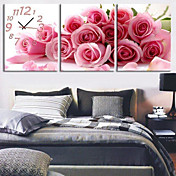  Modern Style Botanical Canvas Wall Clock in 3pcs