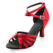 Satin Upper High Heel Dance Shoes Latin shoes Ballroom Practice Shoes for Women More Colors