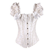 Satin with Jacquard Strapless Front Busk Closure Corsets Shapewear