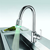 Solid Brass Kitchen Faucet with Color Changing LED Light