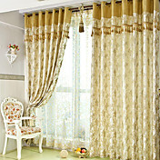 (Two Panels) Classic Jacquard Botanical Energy Saving Curtain 