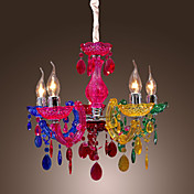 Artistic Acrylic Pendant Lights with 5 Lights Chrome Finished Rainbow Design