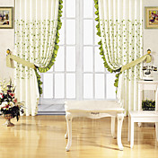 (One Panel) Country Green Print Energy Saving Curtain 