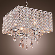 Modern 4 - Light Pendant Lights with Crystal Drops in Square