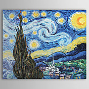 Hand-painted Oil Painting A Starry Night by Vincent Van Gogh with Stretched Frame