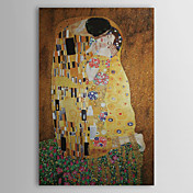 Oil Paintings Kiss by Gustav Klimt  Hand-painted Canvas with Gold Foil Ready to Hang