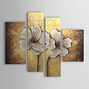 Hand-painted Floral Oil Painting with Stretched Frame - Set of 4